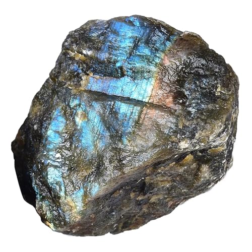 Raw Labradorite Stone Blue Rough Labradorite Rock Healing Crystal and Stone for Tumbling Meditation 0.6-0.8 Pound