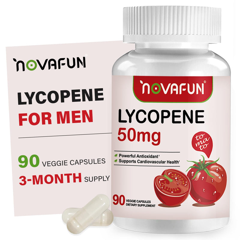 [Australia] - Lycopene Supplements for Men 50mg, Natural Tomato Antioxidant Supplement, 90 Veggie Capsules-Cardiovascular Health, Immune Support & Skin Health, 3 Month Supply 