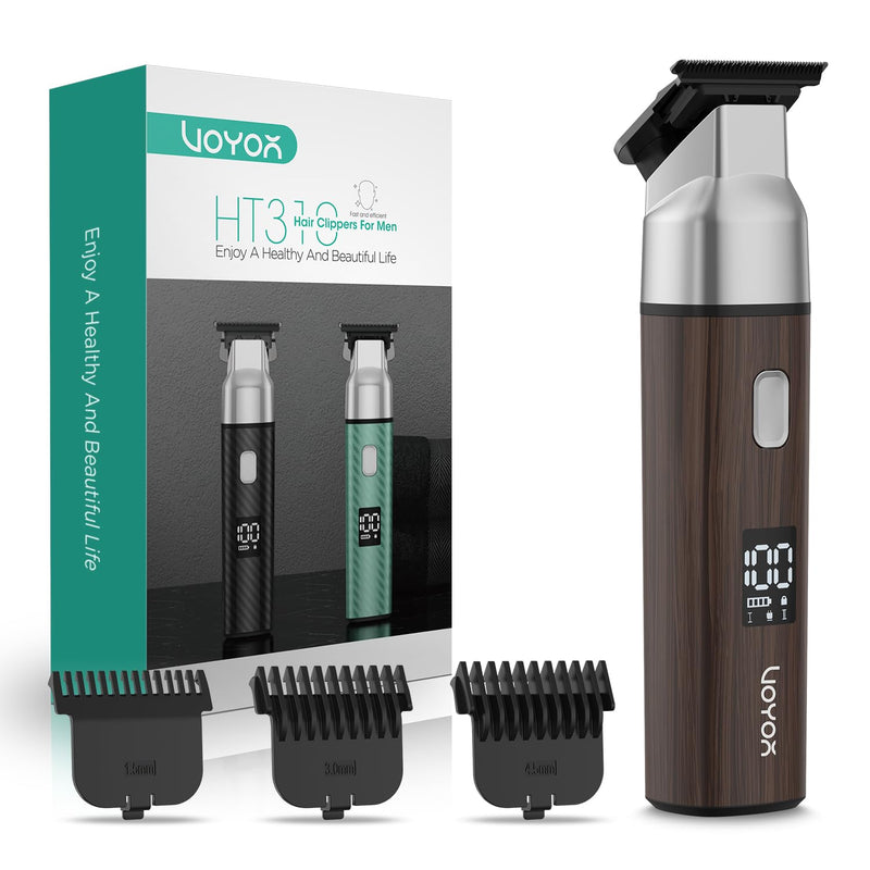 VOYOR Body Hair Trimmer for Men,Electric Razor,Versatile Groin & Body Trimmer,Waterproof and Cordless Shaver, Manscaper for Men, USB-C Charging Groomer,Ceramic Blade Razor Male Grooming HT310 (Wood) Wood