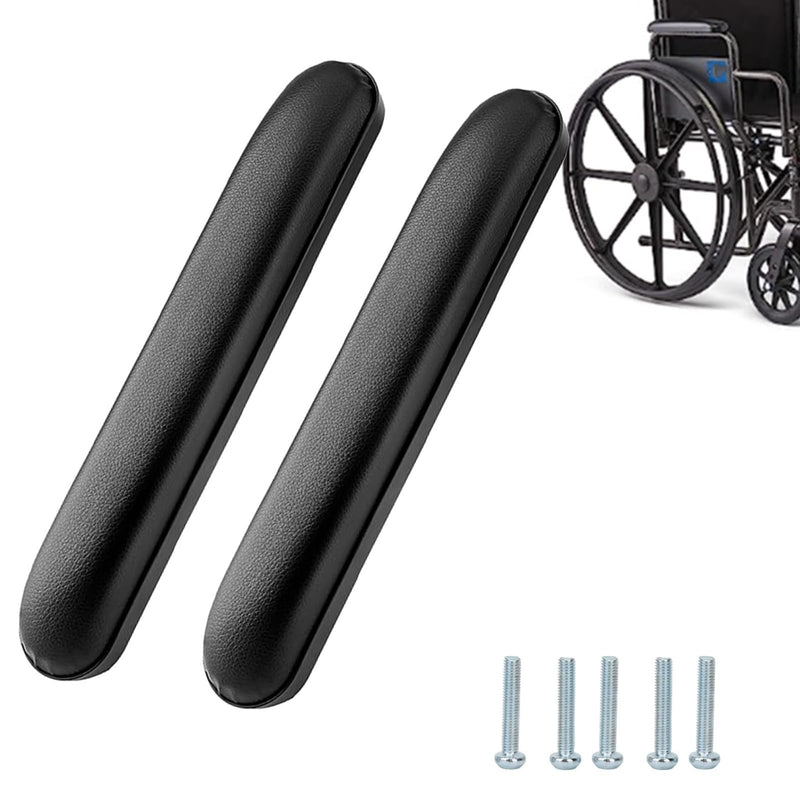 [Australia] - Full Length Padded Armrest Black 13-7/8" Long Wheelchair and Transport Chair arm Cushions, Black (1 Pair) Compatible with All Brands(13-7/8") 13-7/8" 
