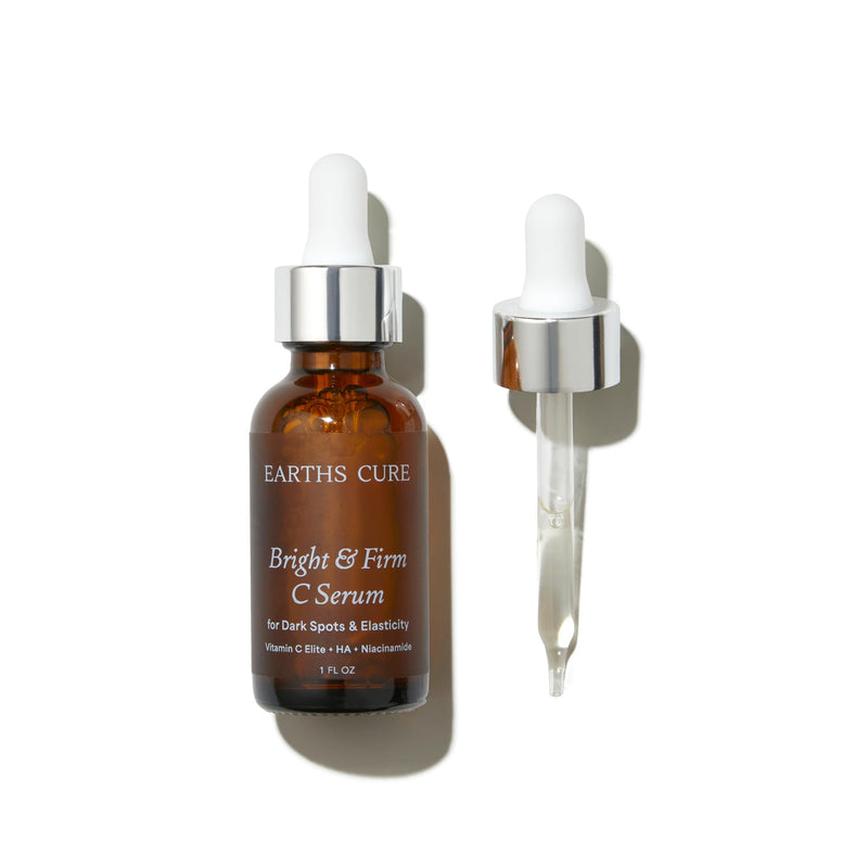 EarthsCure Bright & Firm C Serum. A powerful blend with 4% Niacinamide, 1% Alpha Arbutin, and 2% Tranexamic Acid to visibly brighten skin, enhance firmness, and strengthen the skin’s natural barrier