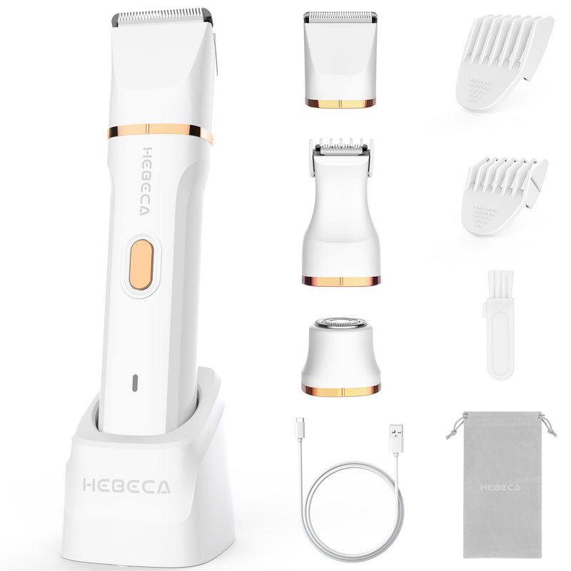 Bikini Trimmer for Women, 3in1 Electric Razor for Women with Facial Trimmers & Intimate Shaver for Sensitive Skin, Waterproof Wet & Dry Use Rechargeable Pubic Hair Trimmer Removal