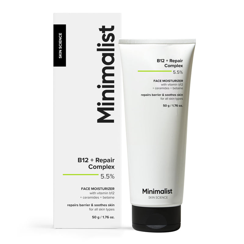 Minimalist Vitamin B12 Complex 5.5% Face Moisturizer with Panthenol & Ceramides | Strengthens Skin Barrier, Boosts Hydration, Soothing, Lightweight Gel Texture | 1.7 Oz/50 gm