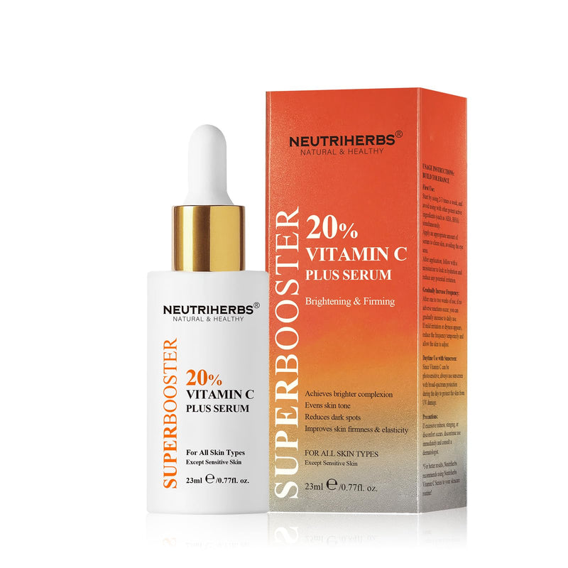 NEUTRIHERBS 20% Vitamin C Serum, Antioxidant Even Skin Tone-0.77 Fl Oz | Brighten & Anti-Aging & Boost Collagen, Revive Glow Dullness Uneven Skin, Nature Lightweight Skincare for Women and Men