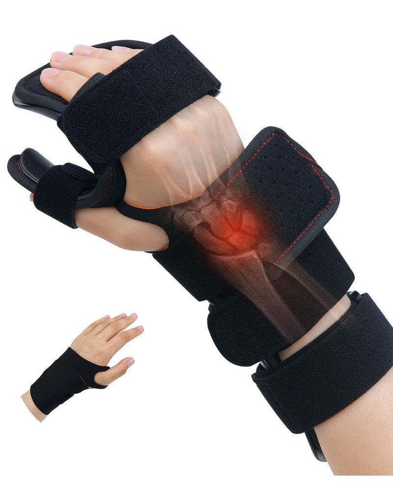 [Australia] - Stroke Resting Hand Splint & Wrist Brace Support Bundle - Prevent Flexion Contractures, Night Immobilizer Wrist Finger Brace with Finger Separator for Stroke Recovery, Arthritis, Tendinitis Right Large 
