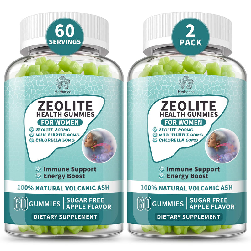 (2 Pack) Zeolite Gummies for Women - Zeolite Supplement with Milk Thistle, Chlorella, Vitamin B12 & D3 - Supports Heavy Metal, Immune Health, Natural Metabolism, Energy & Clear Skin 60 Count (Pack of 2)