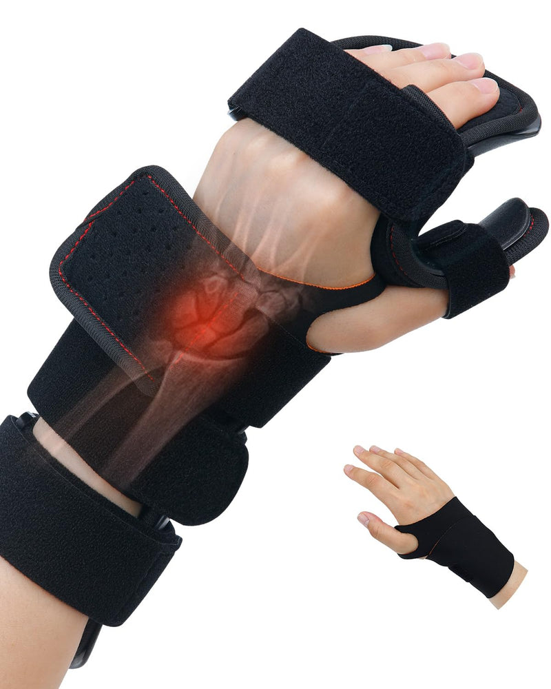[Australia] - Stroke Resting Hand Splint & Wrist Brace Support Bundle - Prevent Flexion Contractures, Night Immobilizer Wrist Finger Brace with Finger Separator for Stroke Recovery, Arthritis, Tendinitis Left Medium 