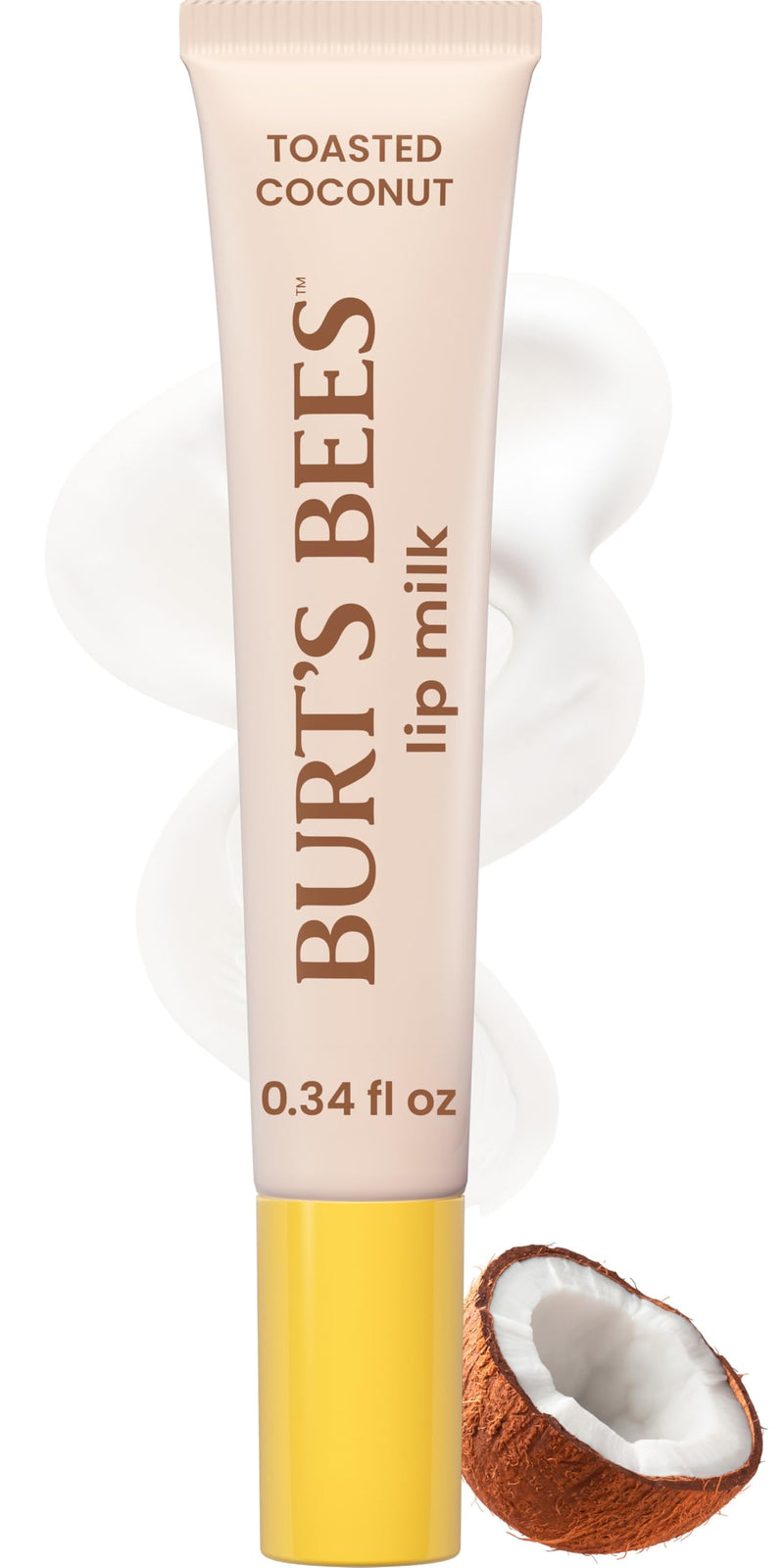 Burt’s Bees Lip Milk, Daily Lip Moisturizer, Toasted Coconut, Vitamin Enriched Moisturizing Lip Balm with Almond Milk and Jojoba Oil, Hydrating for Softer Lips, 1 Tube, 0.34 Fl Oz 1 Count (Pack of 1)