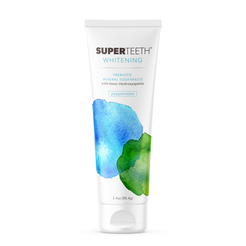 [Australia] - SuperTeeth Whitening Nano Hydroxyapatite (nHAp) Toothpaste for Adults & Kids | Sodium Bicarbonate | Fluoride-Free | Remineralizing | Xylitol | CoQ10 | Prebiotic | Mint | SLS-Free | Made in USA 
