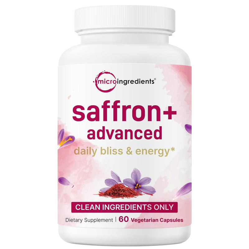 [Australia] - Saffron+ Advanced Supplements, 60 Veggie Capsules | 10-in-1 with Saffron Extract, High Absorption Fat-Soluble Vitamin C, Magnesium, Turmeric & KSM-66 Ashwagandha| Mood & Energy Support* | Filler Free 