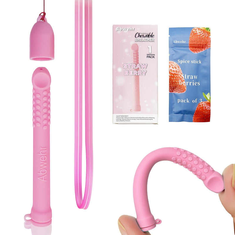 [Australia] - Chewable Essential Oil Breath Stick,Chewable Breather Stick for Fresh Breath,Improving Your Habits of Biting Pen and Help Quit Smoking, Smoking Cessation aids(strawberry) Pink 
