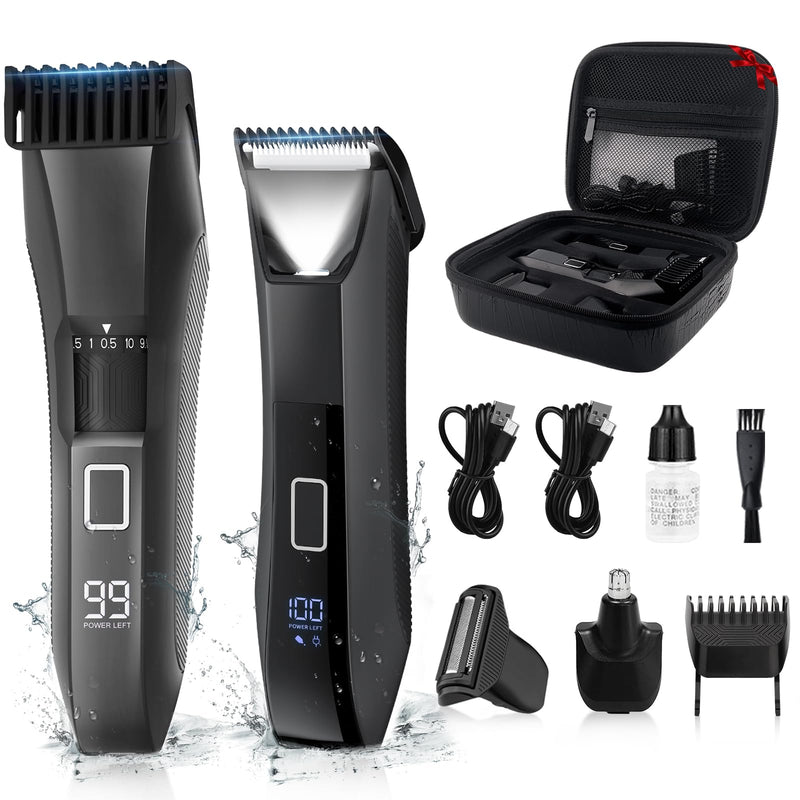 [Australia] - Manscape Beard Trimmer for Men, Groin & Body Hair Trimmer, Ball Shaver, Nose Hair Clippers, All-in-One IPX7 Waterproof Men's Wet/Dry Groomer Kit, Rechargeable with Travel Case, LED Display 