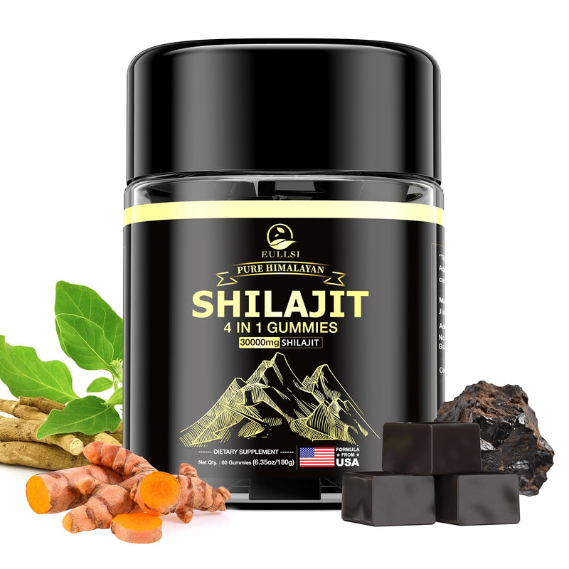 [Australia] - Pure Himalayan Shilajit Gummies for Men & Women, Organic Ashwagandha Gummies, 85+ Trace Minerals & 75% Fulvic Acid for Energy, Stamina & Immune Support, Vegan Non-GMO, 60 Count 60 Count (pack of 1) 