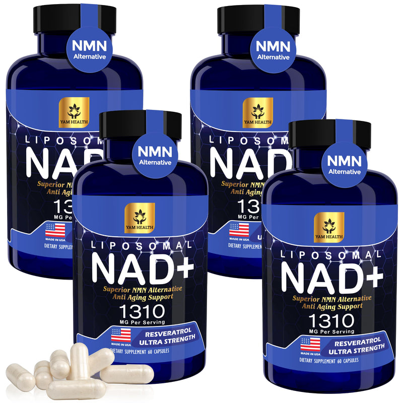Nicotinamide Riboside Formula with Trans-Resveratrol – 1310mg Per Serving (2 Capsules), with Niacin (Vitamin B3), Dietary Supplement, 60 Capsules (Pack of 4) 60 Count (Pack of 4)