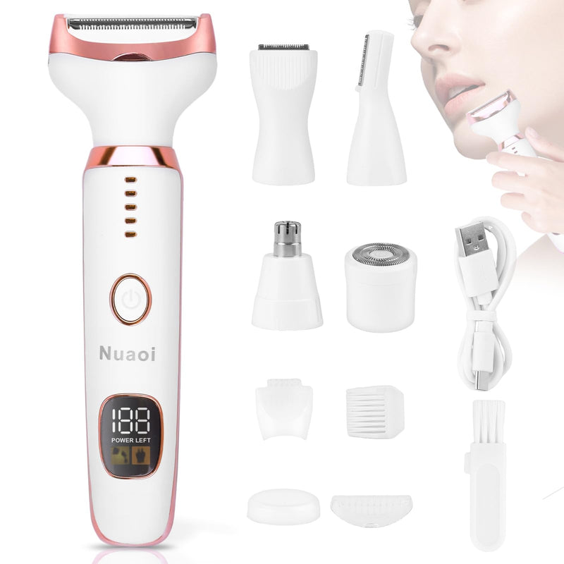 [Australia] - Electric Shaver Razors for Women - 5 in 1 Bikini Trimmer for Women Body Hair Trimmer Facial Hair Removal Cordless Rechargeable Body Shaver for Face Chin Arms Underarm Legs Arms Eyebrow Gold 
