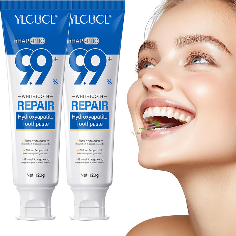 [Australia] - 2-Pack Hydroxyapatite Toothpastes | Fresh Breath hydroxyapatite Nano Toothpaste | Stain Removal & Enamel Safe| Gentle Mint| Daily Use for Coffee/Smokers, Tea 