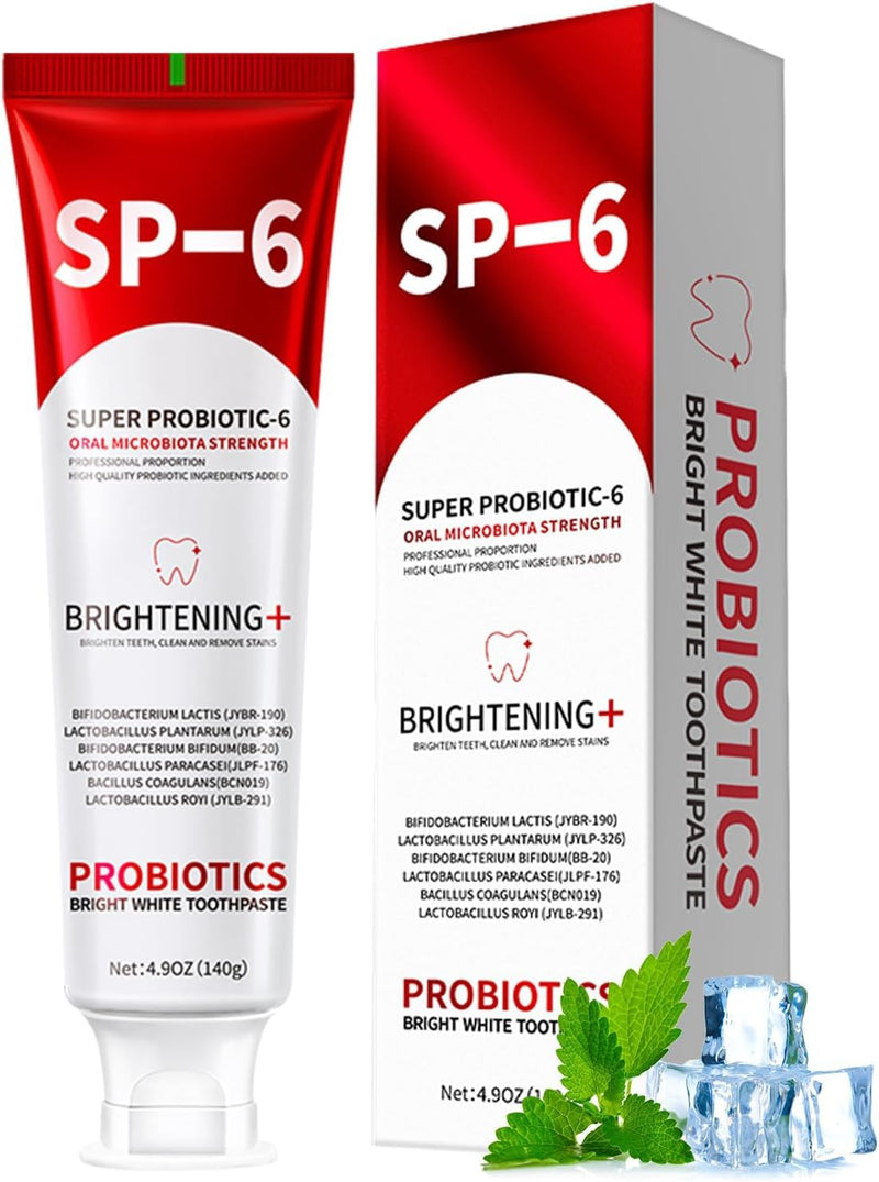 SP-6 Probiotic Whitening Toothpaste for Teeth Whitening and Gum Health,Fresh Mint Flavor,Daily Use for Oral Care (1pack, Fresh Mint) Mild Mint 0.27 Ounce (Pack of 18)