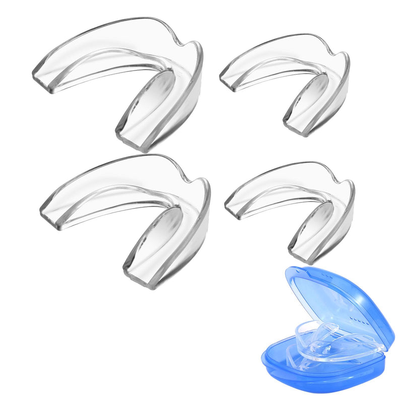 [Australia] - Mouth Guard for Teeth Grinding at Night, Upgraded Night Guards for Clenching, Pack of 4 Moldable Mouth Guards for Bruxism Relief, 2 Sizes with 1 Travel Case, Comfortable & Custom Fit 