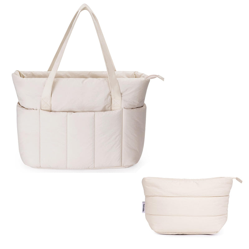 Narwey Puffer Work Tote Bag with Puffy Makeup Bag