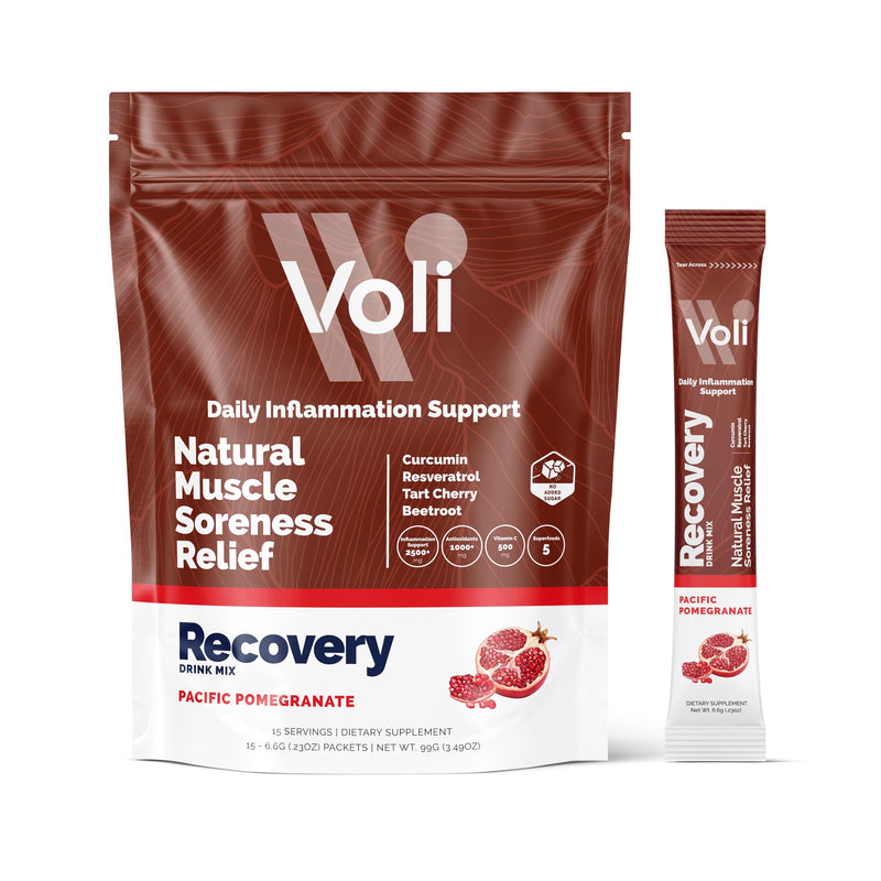 [Australia] - Voli Recovery - Post Workout Superfood Powder | Plant-Based Drink Mix Packets with Curcumin, Ginger & Vitamin C for Muscle Recovery & Immune Support, Inflammation & Leg Cramps Support, Vegan, 15 Count 