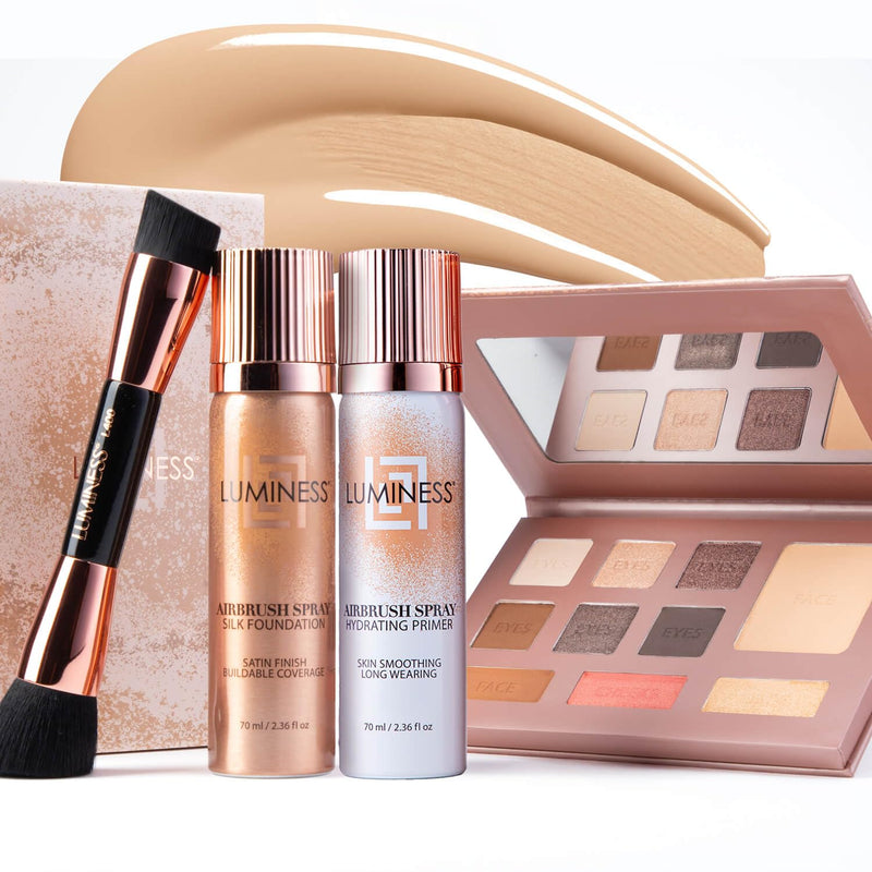 [Australia] - LUMINESS Complete Makeup Kit - Includes Face Palette, Airbrush Foundation, Primer and Brush - Silky, Long-Wearing, Easy to Blend, Perfect Makeup for Older Women, 4-PC Make Up Set (02 - Fair) 02 - Fair 