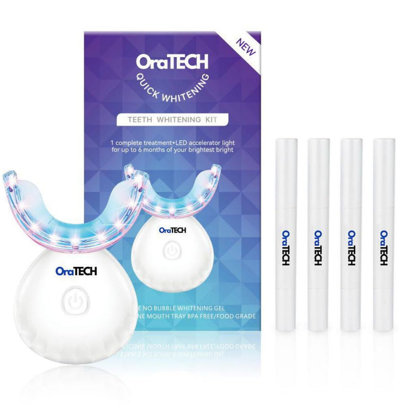 [Australia] - Premium Teeth Whitening Kit for Sensitive Teeth, 32X Dual Blue and red LED Lights, +4 whitening Pens, Enamel Safe 