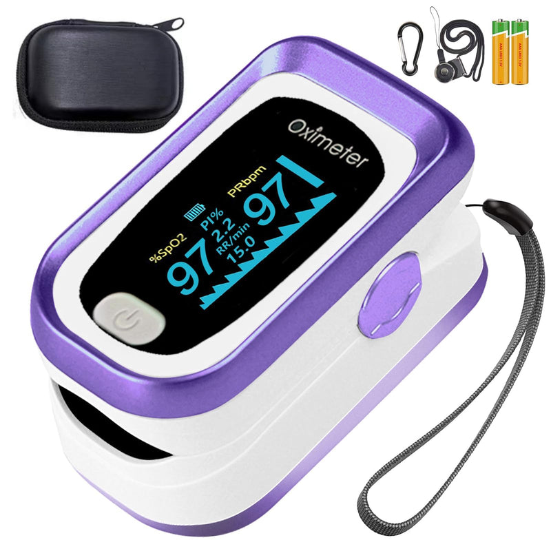 [Australia] - Fingertip Pulse Oximeter, 4 Data Pulse Oximeter with Respiratory, Respiration Rate Monitor, Oximeter for Sports Aviation Use Only (purple) 