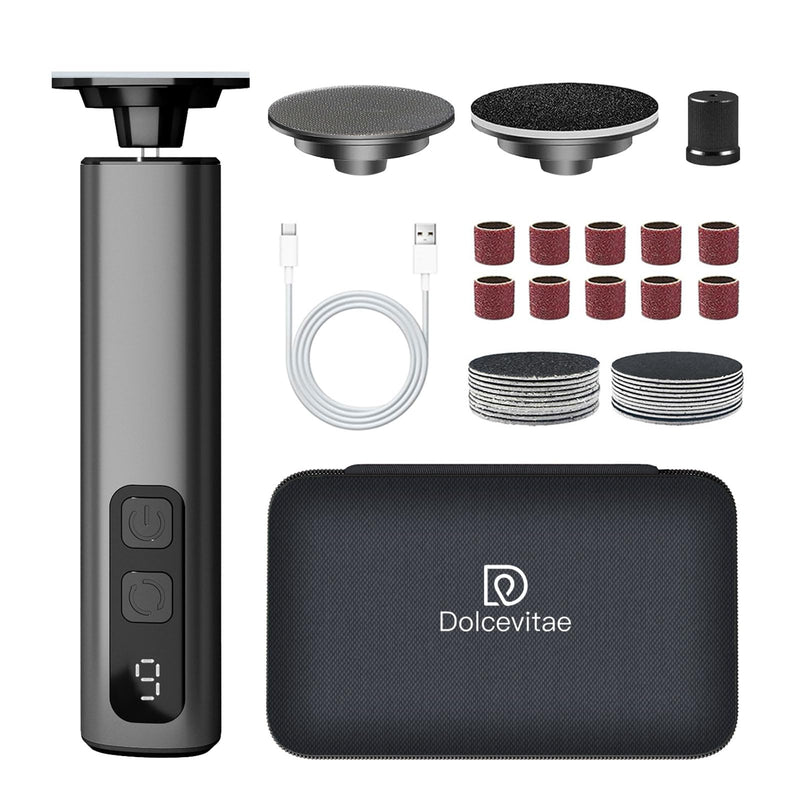 [Australia] - Electric Foot Callus Remover - 9-Speed with Glass Crystal Grinding Disc & Storage Box, 80/120 Grit Sandpapers (20pcs), 10 Nail Heads, Type-C Fast Charge for Dead Skin PurpleÔºàprofessional EditionÔºâ 