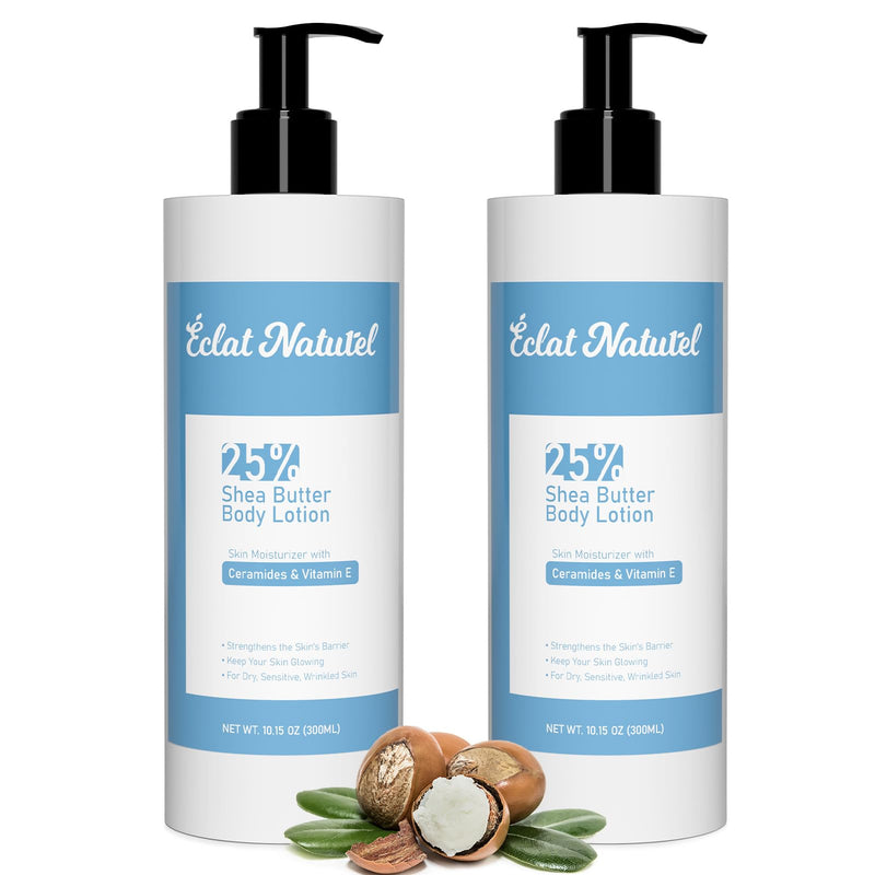 Body Lotion with 25% Shea Butter, Vitamin E & Ceramide, Deep Moisturizing Hydrating Body Lotion for Dry Skin, 10.15 Fl Oz (Pack of 2) Vitamin E & Ceramides 10.15 Fl Oz (Pack of 2)
