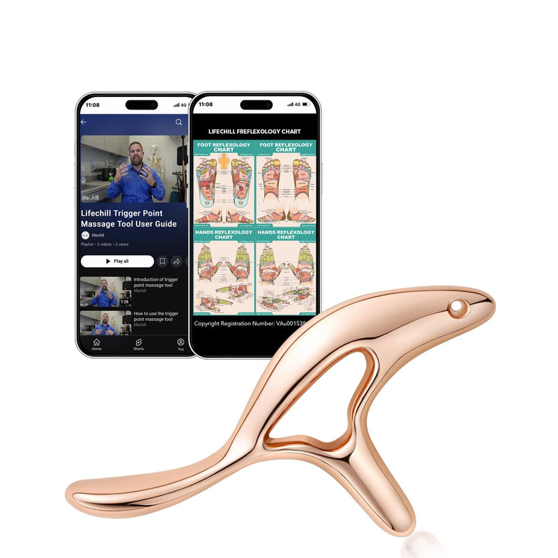 [Australia] - lifechill Trigger Point Massage Tool for Gua Sha, Lymphatic Drainage Massager, Deep Tissue Thumb Saver Acupressure Tool for Full Body Pain Relief, Gold 