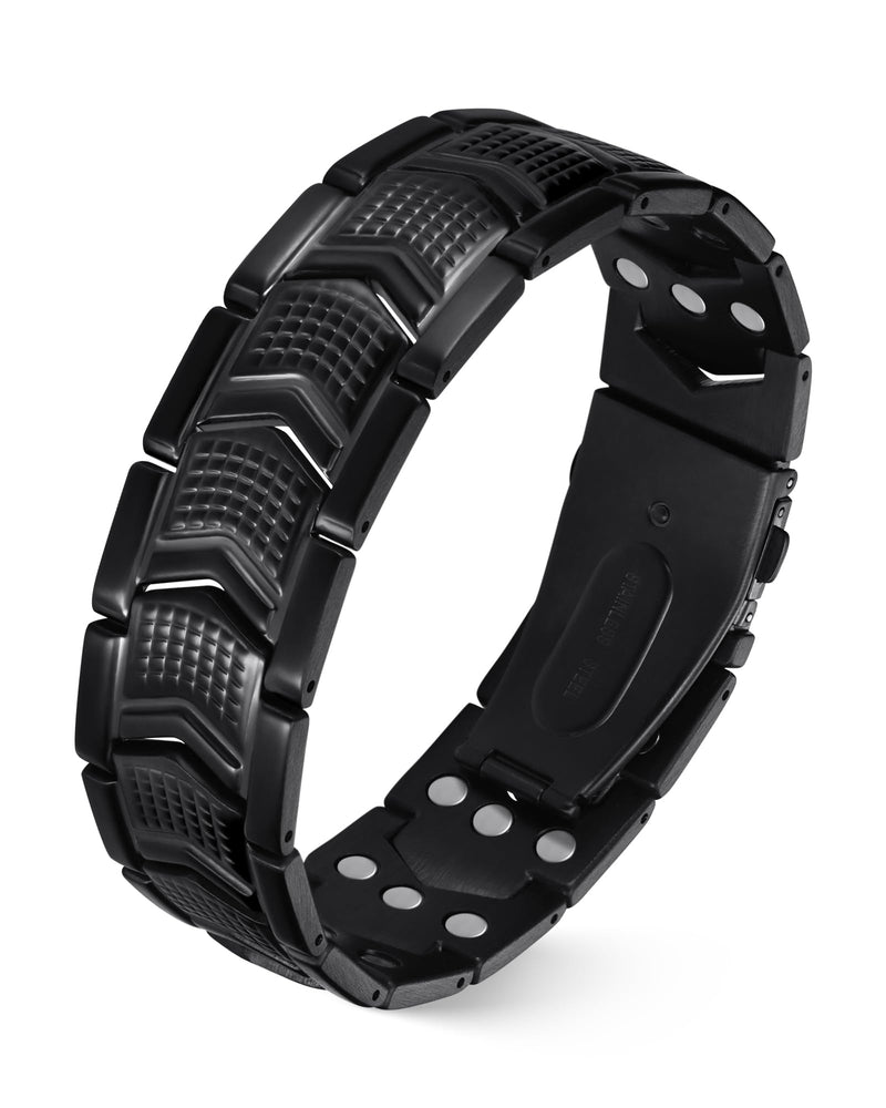 [Australia] - Jecanori 3X Strength Magnetic Bracelets for Men,Premium Fold‚ÄìOver Clasp & Adjustable Length,Ideal Gift for Men Shield 