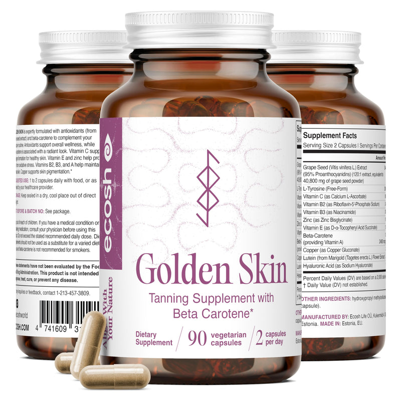 [Australia] - Golden Skin Tanning Supplement for Women & Men ‚Äì Potent Tanning Pills with Beta Carotene, Lutein & L-Tyrosine for Skin Health | Natural Antioxidant Supplement & Tanning Vitamins | 90 Vegan Capsules 