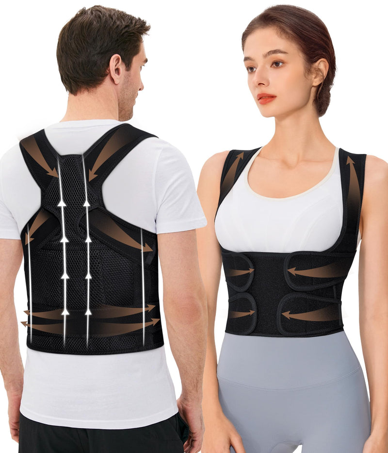URSEXYLY Back Brace Posture Corrector for Women and Men, Breathable Shoulder Brace, Upper and Lower Back Pain Relief, Adjustable Full Back Support(Small,Black) Small Black