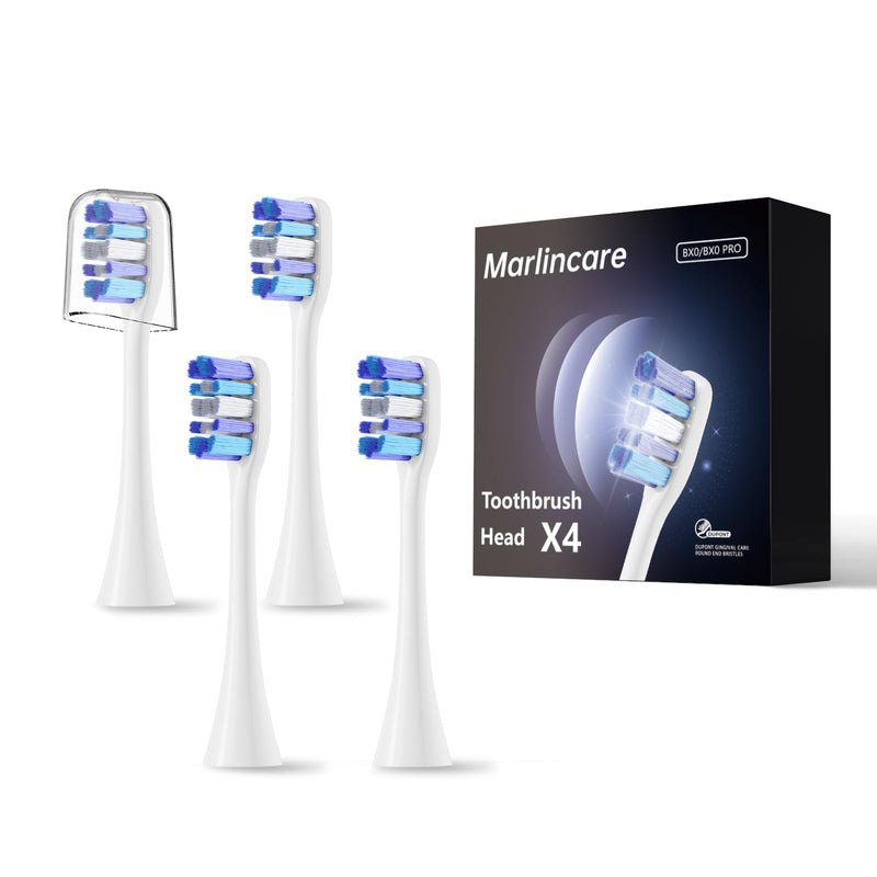 Replacement Electric Toothbrush Heads, 4 Pack for One Year of Use, Durable Brush Heads Refills, 10x Plaque Removal/Optimal Tooth Cleaning/Whitening (White, Medium) White