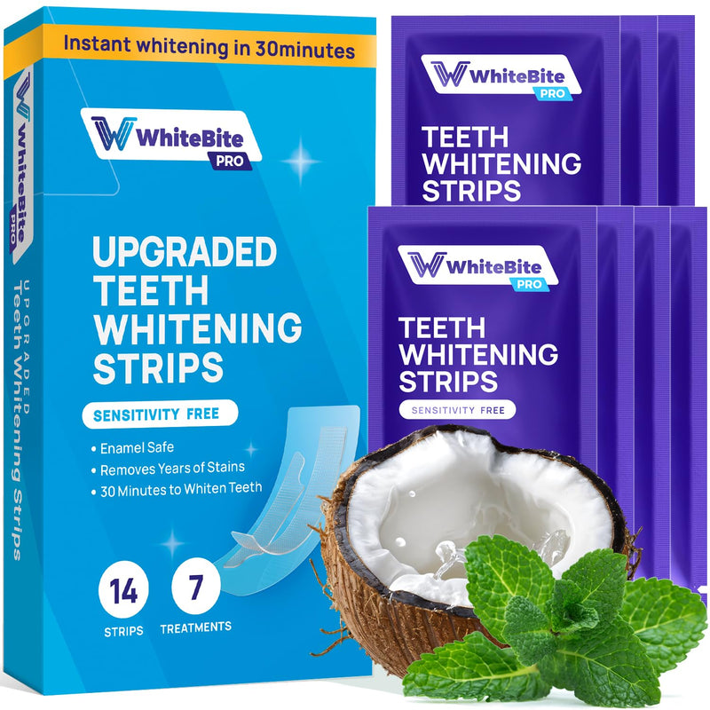 [Australia] - Whitebite Pro Upgraded Teeth Whitening Strips 14 Strips (7 Treatments) | Enamel-Safe | Deep Stains Removal | Non-Slip Design | Whitening Without Any Harm | Mint 14 Count (Pack of 1) 