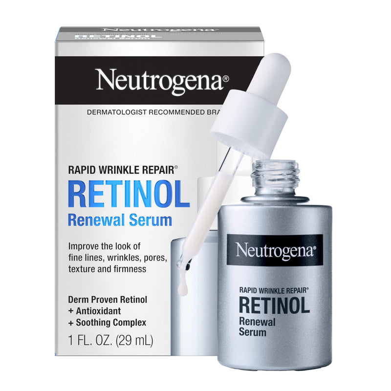 Neutrogena Rapid Wrinkle Repair Retinol Renewal Serum, 1 fl oz | Lightweight Anti-Aging Facial Serum, Dullness & Dark Spots 1.7 Fl Oz (Pack of 1)