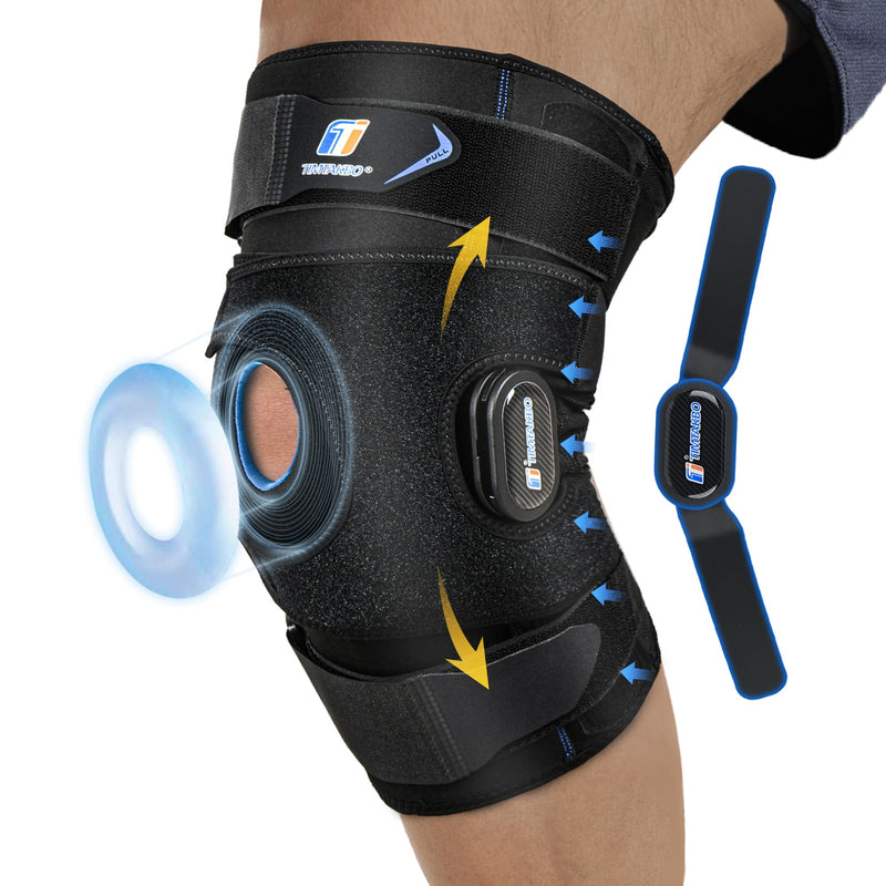 Knee Brace for Men & Women, Pull on Hinged Knee Support with Side Stabilizers and GEL Patella, X-Straps Fixing, Knee Braces for Knee Pain, Meniscus Tear, ACL, PCL, MCL, Arthritis, Right Left Leg Brace Large Black New
