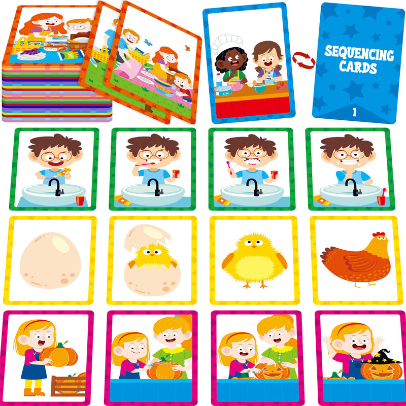 [Australia] - 4-Scene Sequencing Cards, 72 Sequence Card Game for Preschool, Kids Learning Order and Logic, Speech Therapy Materials for Autism, Early Learning Activity-Storytelling, Social Skills,Sentence Building 