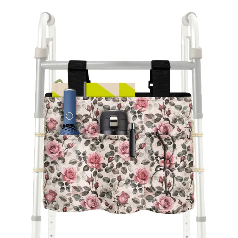 [Australia] - Rose Walker Bag for Rollator Walker Foldable Walker Storage Bag with Big Capacity Gifts for Seniors in Assisted Living Walker Accessories Rose 