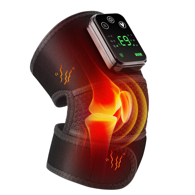 Knee Massager with Heat, FSA Eligible Items, Cordless Rechargeable Heating Pad for Knee Shoulder Elbow Pain Relief, Heated Knee Brace for Arthritis with Massage, HSA Approved Products Only Dark Black