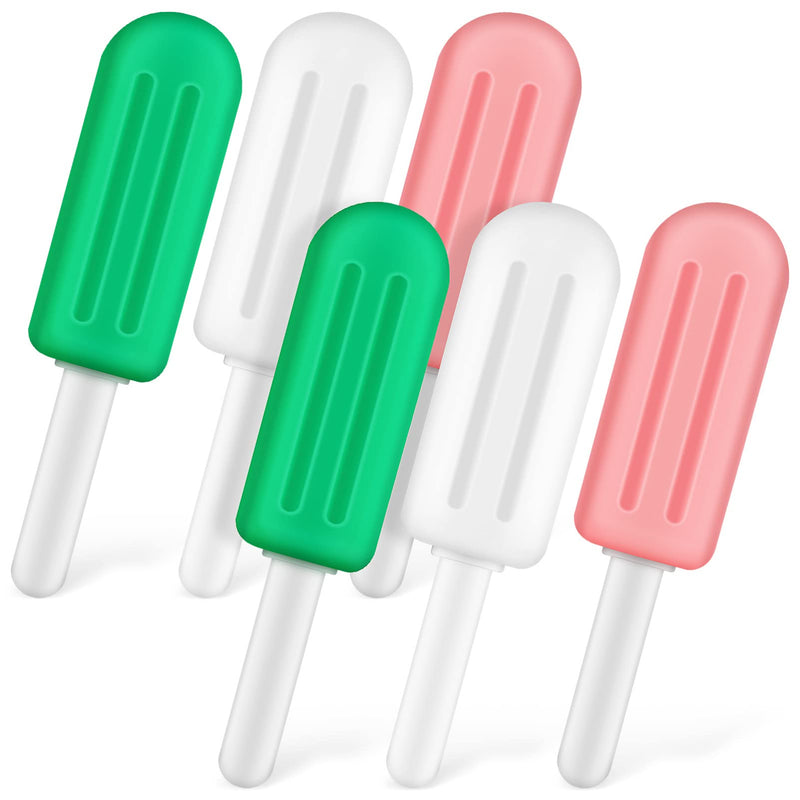 Operitacx Silicone Chewies for Braces 6Pcs Popsicle Shape Orthodontic Aligner Chewable Tablets with Handle for Masseter Muscle Exercise and Portable Use