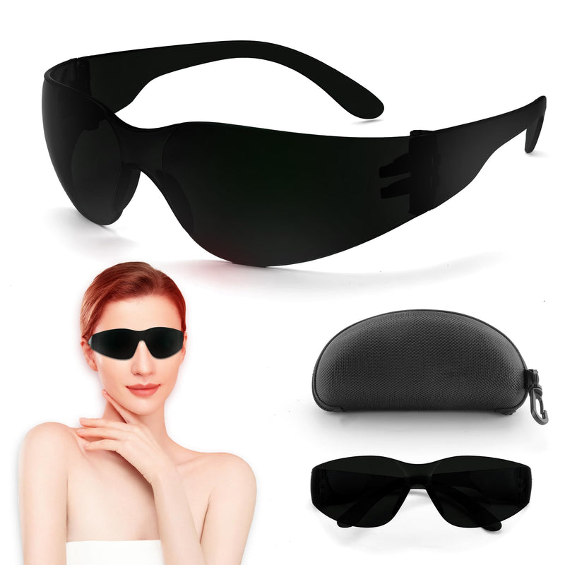 [Australia] - Red Light Therapy Glasses, Eyes Protection for Tanning Goggles,IPL Glasses 600-900nm Laser Cosmetology Operator Eye Protection with Case (Black) Black 