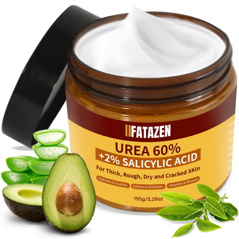 60% Urea Foot Cream with 2% Salicylic Acid for Dry Cracked Heels, Organic Tea Tree Feet Callus Repair Lotion, Maximum Strength Moisturizer with Hyaluronic Acid & Ceramides for Dry, Rough Skin