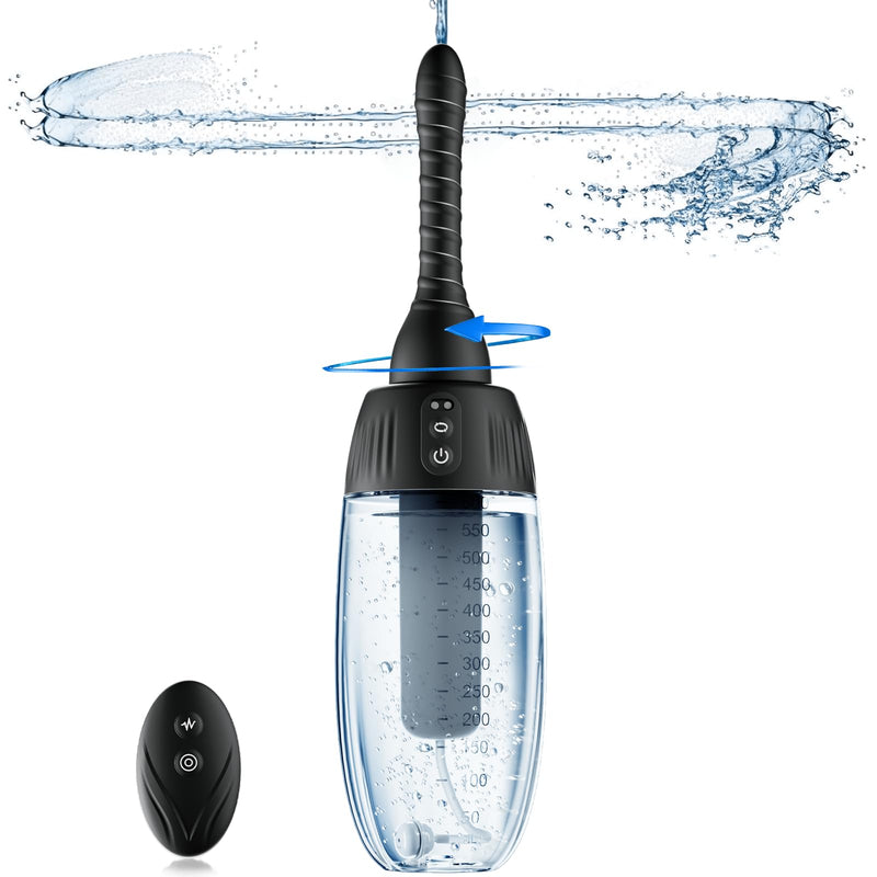 [Australia] - Anal Douche Automatic Rotating Enema - 20oz Douches for Men & Women 360¬∞ Deep Cleansing 5 Spouts with 3 Speeds of Rotation & Spray, Anti-Backflow Electric Enema Bulb Remote Control Silicone Enema Kit 