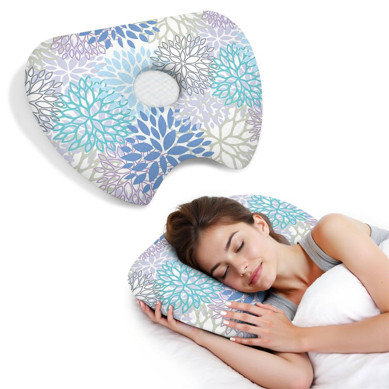 [Australia] - Ear Piercing Pillow for Side Sleepers with Washable Cover Pillows with Holes for Ear Pain,Donut Pillow for Adults CNH Ear Pain Relief Pressure Sores Ear Pillow with Hole in Center Blue+washable Cover 