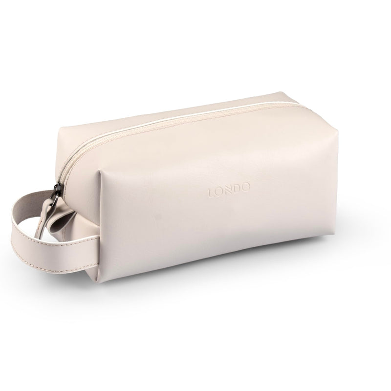 Londo Leather Cosmetic Makeup Pouch & Travel Watch Box. High Quality Stylish Durable Protective Storage Organizer for Toiletries & Versatile Accessories (White) White