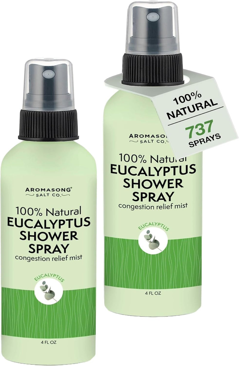 Aromasong Eucalyptus Shower Spray Aromatherapy (Pack of 2) – 100% Natural Eucalyptus Essential Oil Mist for Shower – Made in USA – Sinus Relief & Spa-Like Steam, 4 fl oz 4 Fl Oz (Pack of 2)