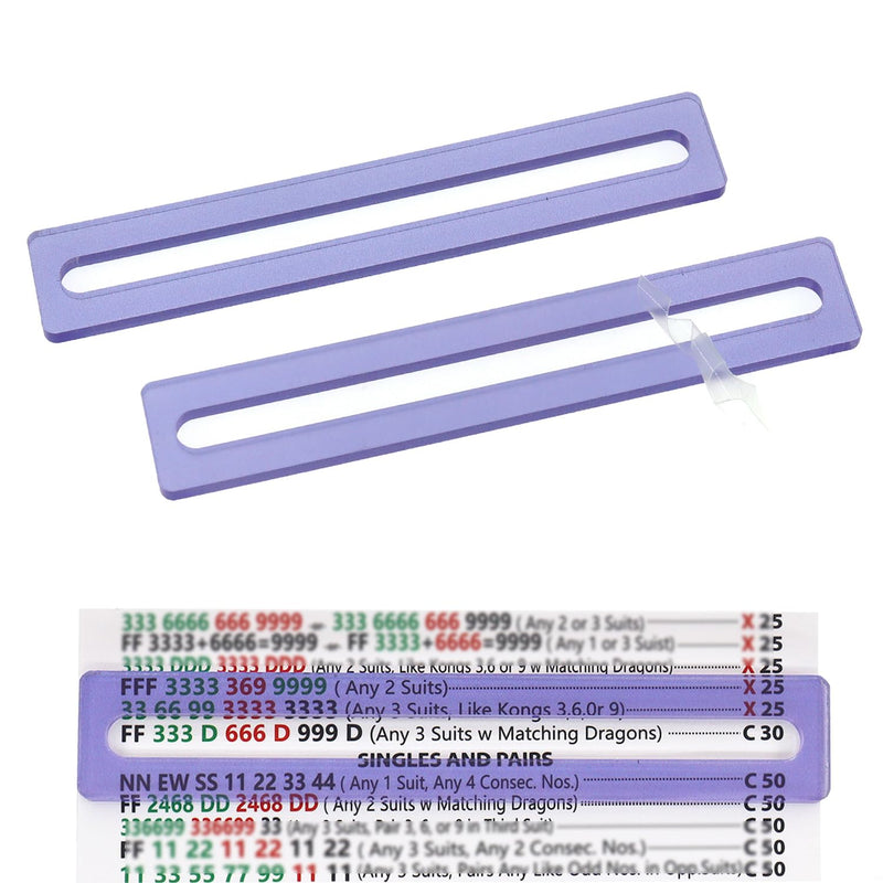 [Australia] - Pack of 2 Mahjong Line Reader Mahjong Line Finder Acrylic Mah Jong Card Line Guide (Purple) Purple 