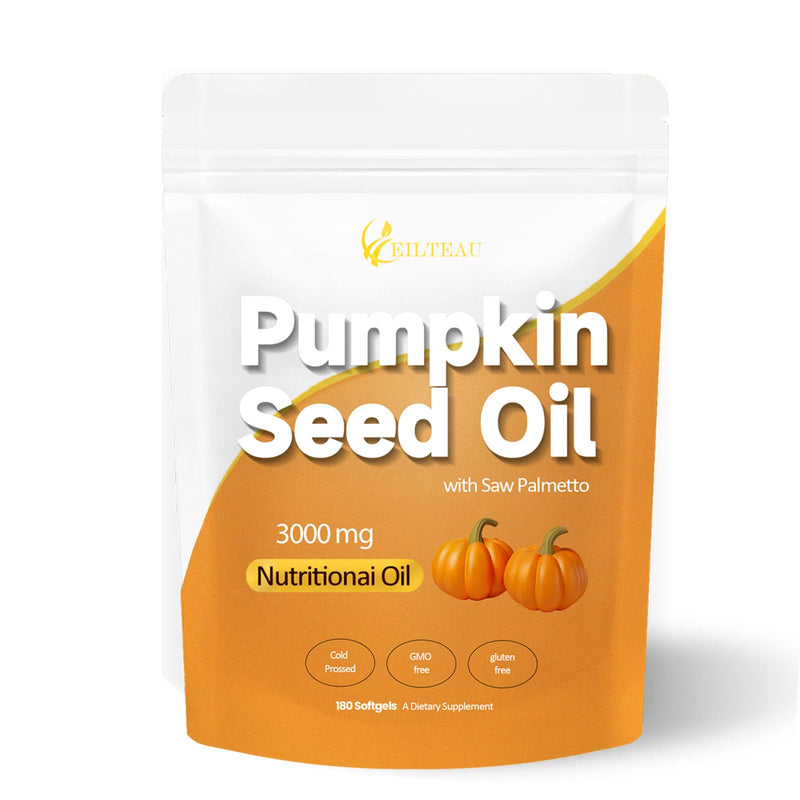 [Australia] - Pumpkin Seed Oil with Saw Palmetto,Nutrikiv Pumpkin Seed Oil,3000mg, Cold Pressed,Essential Fatty Acids & Phytosterols, Non-GMO,Supports Hair, Urinary, Bladder & Prostate Health 180 Softgels (1) 1 