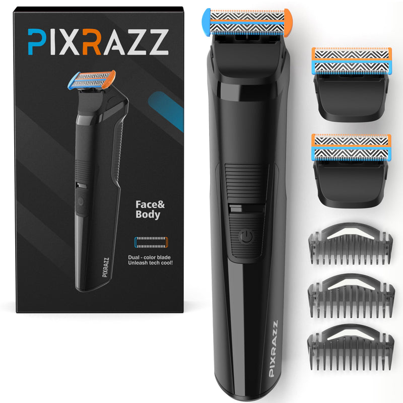 Beard & Body Trimmer for Men – Painless Ball Shaver, Groin Trimmer for Pubic Hair, Body and Sensitive Skin – USB-C Cordless Electric Razor with 2 Replacement Blades, 3 Guide Combs Trimmer with 3 Blades (Full Set)
